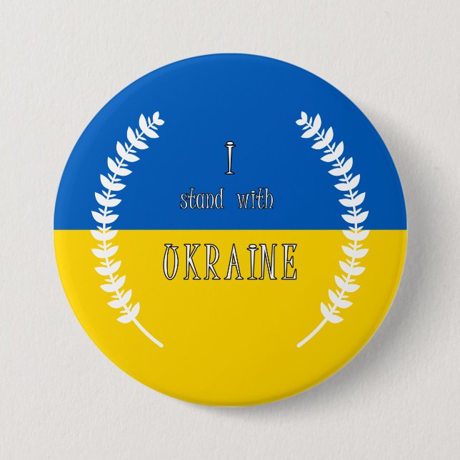 I stand with Ukraine !!!  7.5 Cm Round Badge Button (Front)