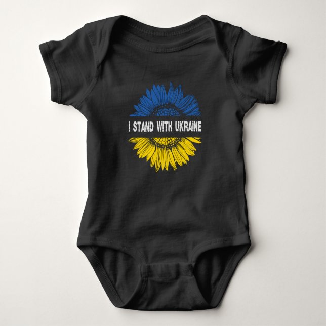 I Stand With Ukraine Baby Bodysuit (Front)