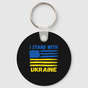 I Stand With Ukraine Blue And Yellow Usa Flag Ukra Keychain