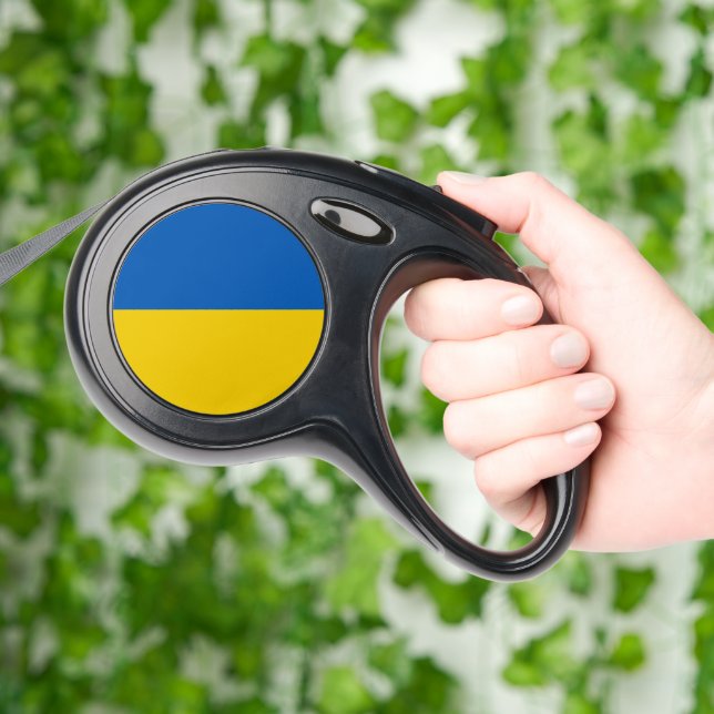 I stand with Ukraine Blue Yellow Custom Retractable Pet Leash (Hand)