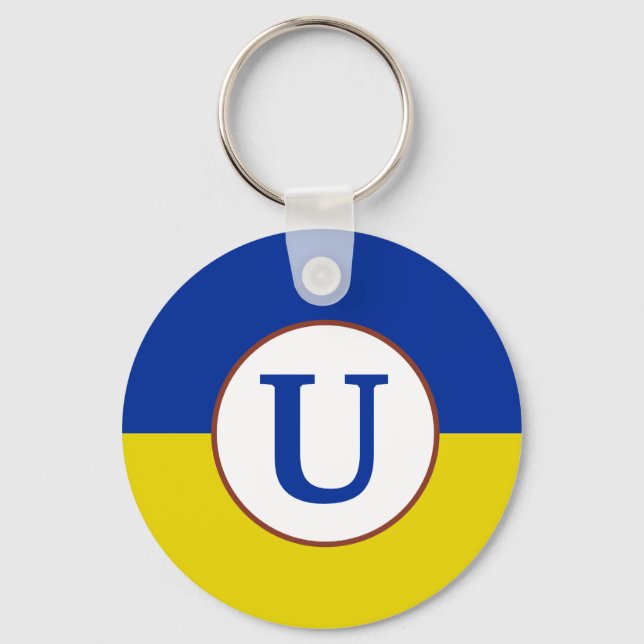 I stand with Ukraine blue yellow flag monogram Keychain (Front)