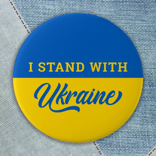 I Stand With Ukraine Blue Yellow Flag Ukranian  Button (Creator Uploaded)