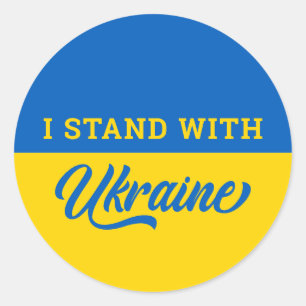 I Stand With Ukraine Blue Yellow Flag Ukranian  Classic Round Sticker