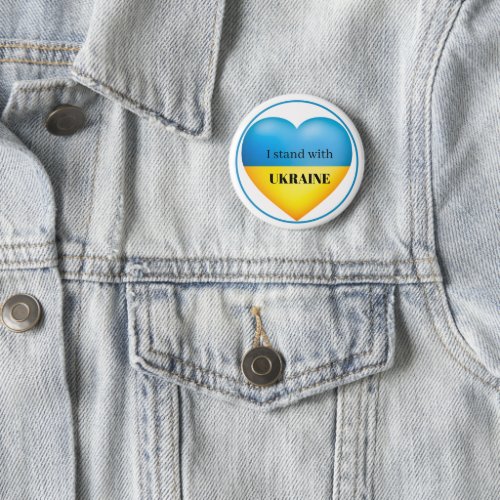 I Stand with Ukraine Blue Yellow Pin Button 