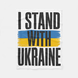 I Stand With Ukraine Bold Ukrainian Flag Support Fleece Blanket