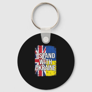 I Stand With Ukraine British United Kingdom Ukrain Keychain