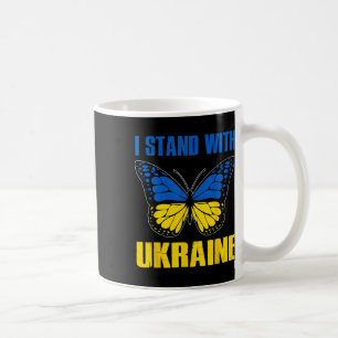 I Stand With Ukraine Butterfly Ukrainian Flag Coffee Mug