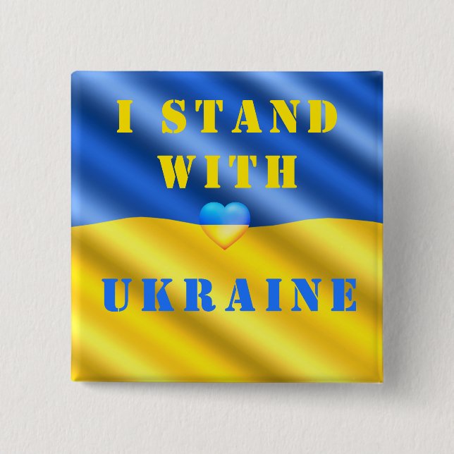 I Stand With Ukraine Button Support Freedom Peace (Front)