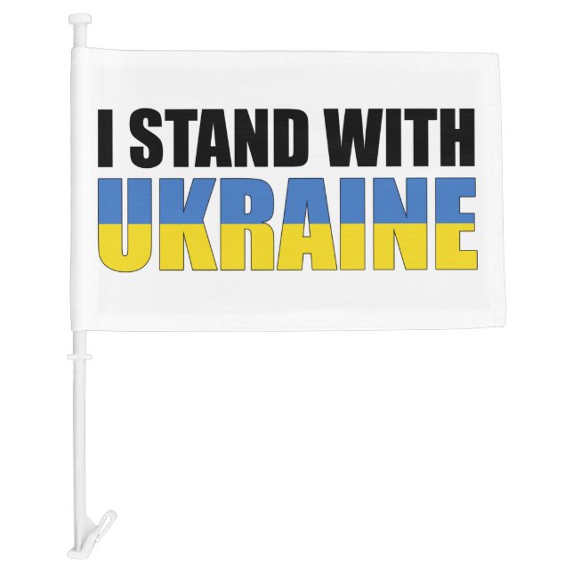 I Stand With Ukraine Car Flag (Front)