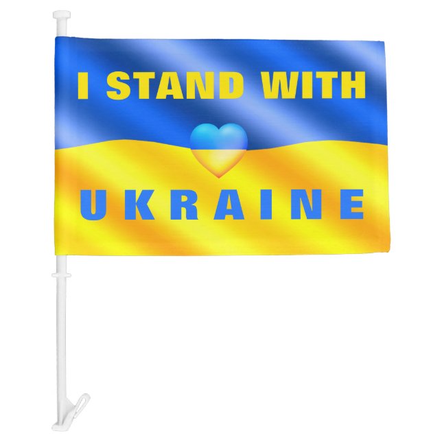I Stand With Ukraine Car Flag Support Freedom  (Front)