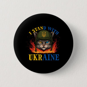I Stand With Ukraine Cat Soldier Ukrainian Women M Button