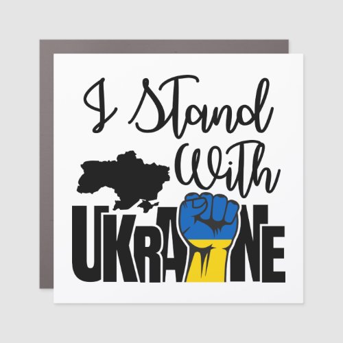 I Stand With Ukraine Country Flag Support Square Car Magnet
