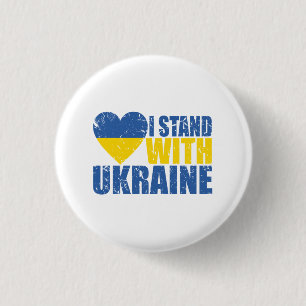 I Stand With Ukraine, Distressed Ukraine Flag Button