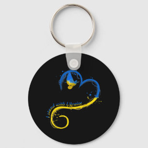 I stand with Ukraine Dove Flag Peace Free Ukraine Keychain