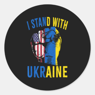 I Stand With Ukraine Flag American Flag Support Uk Classic Round Sticker
