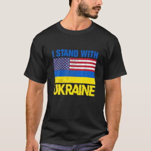 I Stand With Ukraine Flag American Flag Support Uk T-Shirt