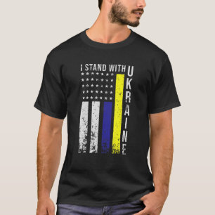 I Stand With Ukraine Flag American Flag Support Uk T-Shirt