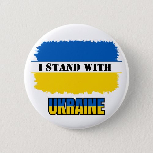 I Stand with Ukraine Flag Blue Yellow Round Button
