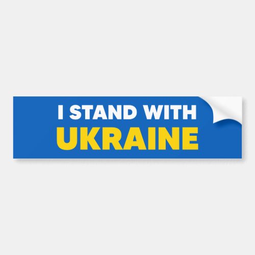 I Stand With Ukraine Flag Colors Yellow Blue Bumper Sticker