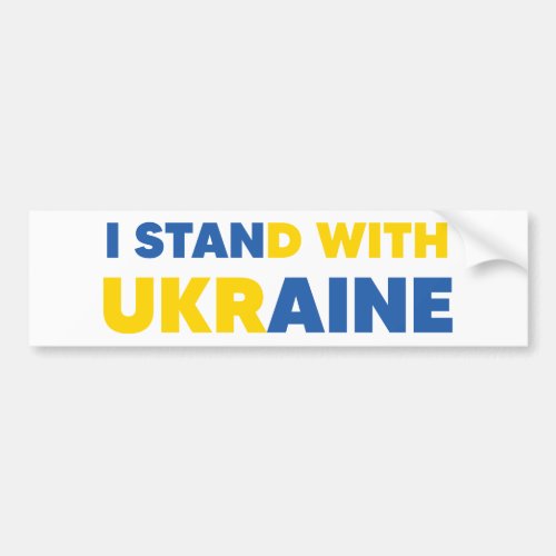 I Stand With Ukraine Flag Colors Yellow Blue Bumper Sticker