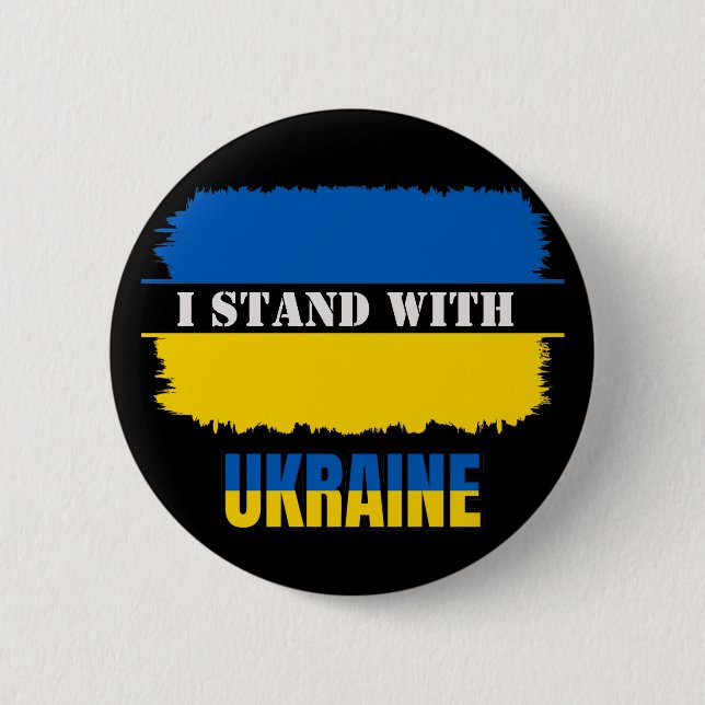 I Stand with Ukraine Flag Distressed Classic Round Button (Front)