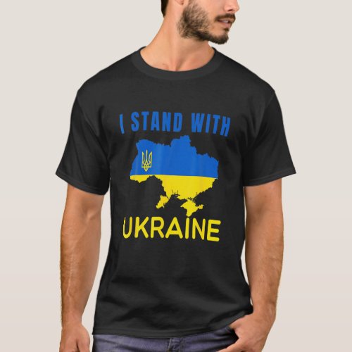 I Stand With Ukraine Flag Emblem Map Patriot T_Shirt