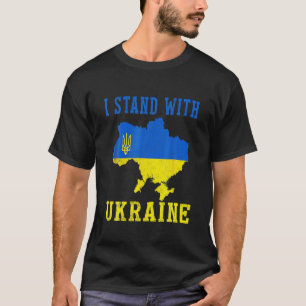 I Stand With Ukraine Flag Emblem Map Patriot T-Shirt