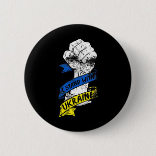 I Stand With Ukraine Flag Power Ribbon Support Ukr Button