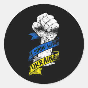 I Stand With Ukraine Flag Power Ribbon Support Ukr Classic Round Sticker