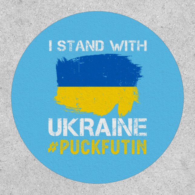 I stand with Ukraine Flag Pu*k Futin Distressed  Patch (Front)
