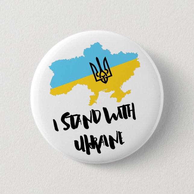 I stand with Ukraine Flag - Support Ukrainians Button (Front)
