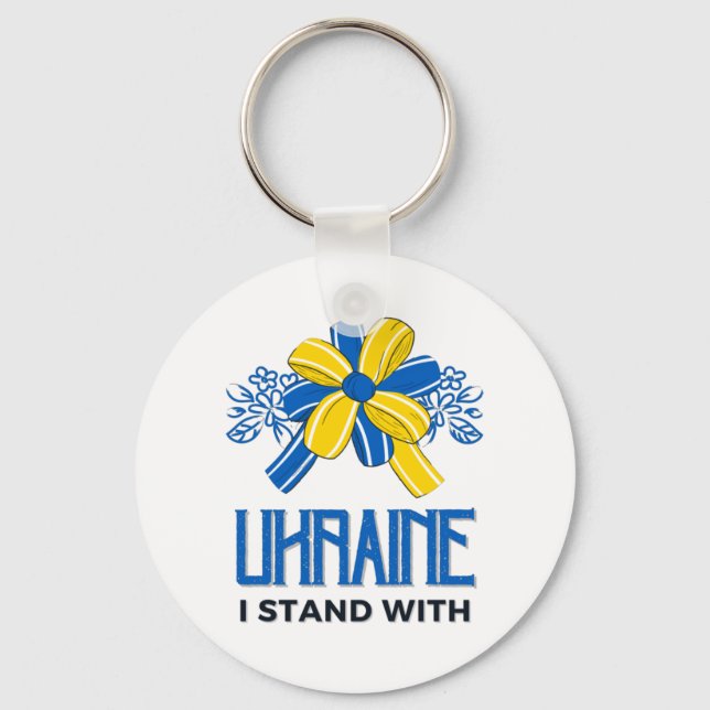 I stand with Ukraine Flag - Support Ukrainians Keychain (Front)