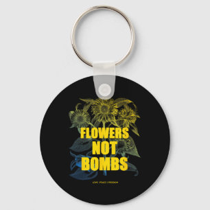 I Stand With Ukraine Flowers Not Bombs Peace Ukrai Keychain