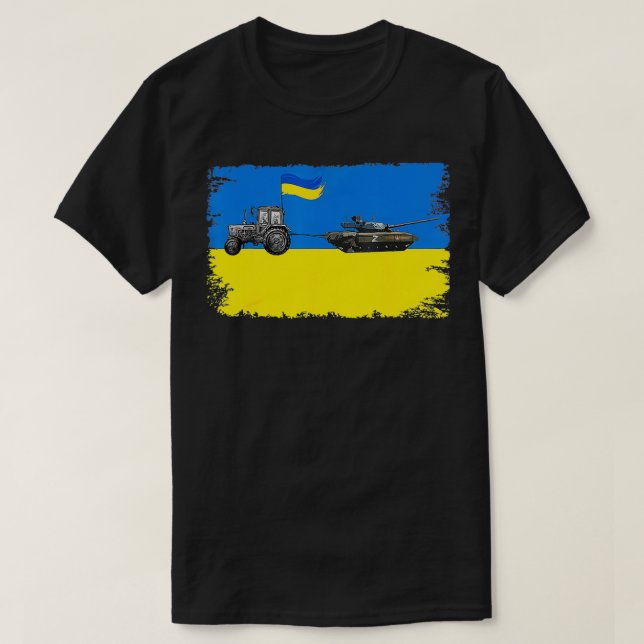 I Stand With Ukraine Funny Ukrainian Farmer  T-Shirt (Design Front)