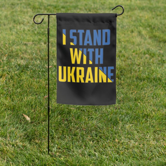 I Stand With Ukraine Garden Flag (In SItu)