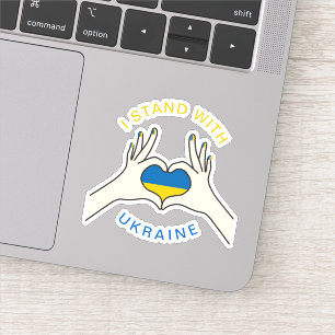 I Stand with Ukraine Hands Flag Love Sign Support Sticker