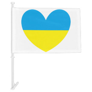 I Stand With Ukraine Heart Car Flag