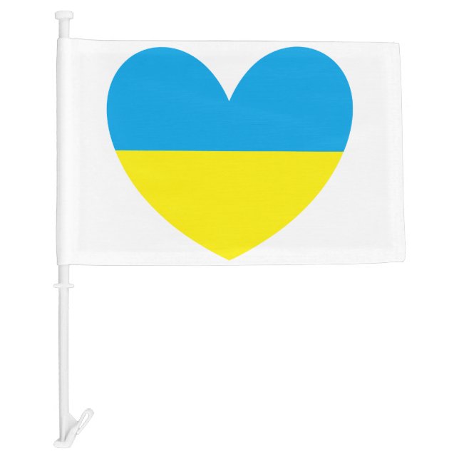 I Stand With Ukraine Heart Car Flag (Front)