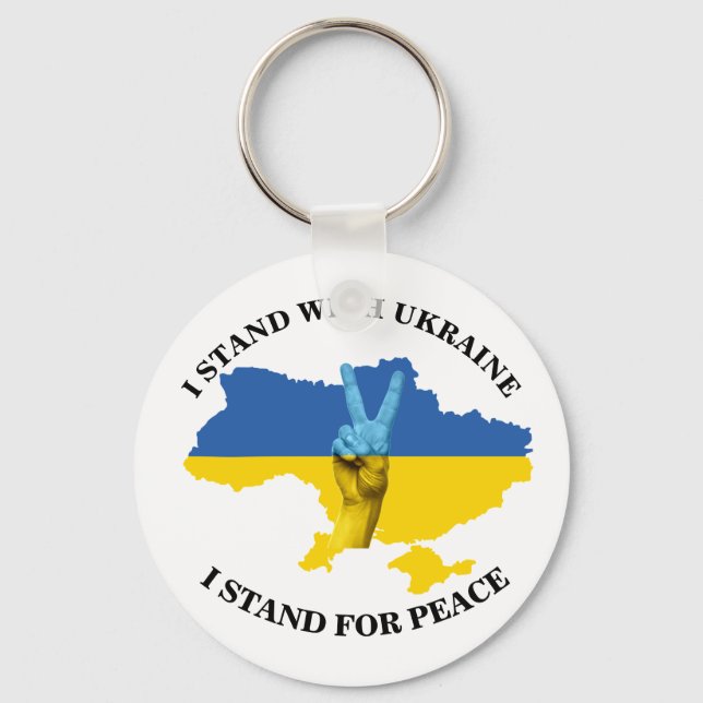 I STAND WITH UKRAINE - I STAND FOR PEACE KEYCHAIN (Front)