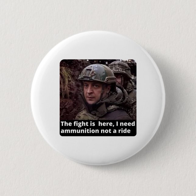 I Stand with Ukraine, I Stand with Zelensky Button (Front)