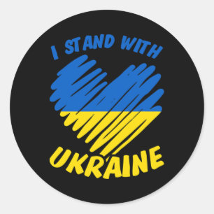 I Stand With Ukraine I Ukrainian Flag Blue Yellow Classic Round Sticker