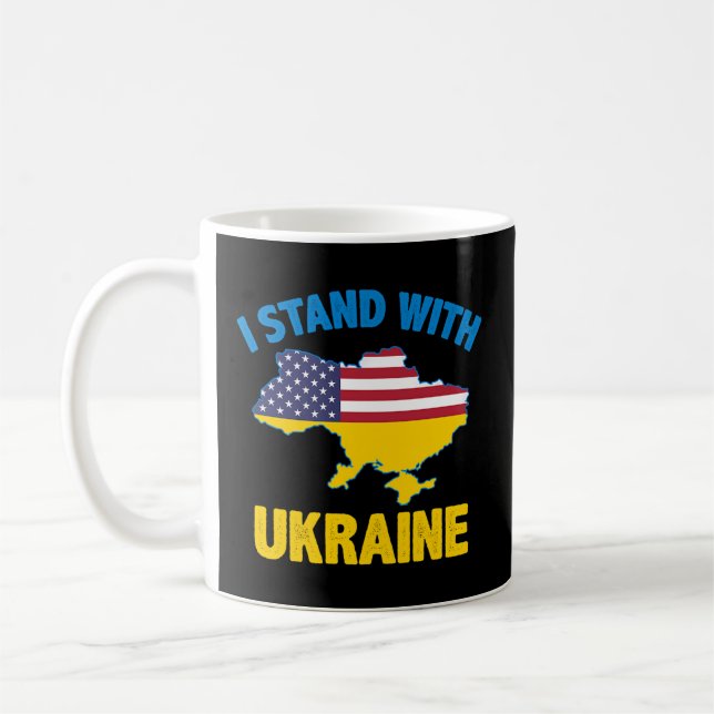 I Stand With Ukraine Map American Flag Us Support  Coffee Mug (Left)