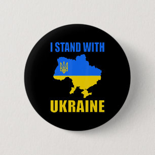 I Stand With Ukraine Map And Ukrainian Flag Button