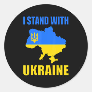 I Stand With Ukraine Map And Ukrainian Flag Classic Round Sticker