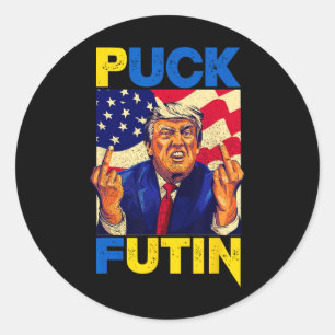 I Stand With Ukraine Meme Trump Puck Futin Vintage Classic Round Sticker
