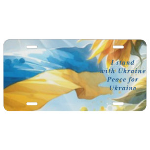 I stand with Ukraine Peace for Ukraine License Plate