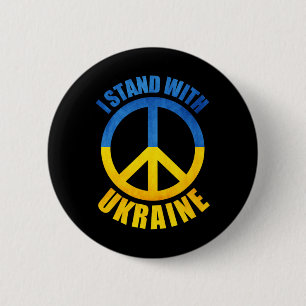 I Stand With Ukraine Peace Symbol Button