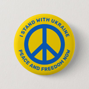 I stand with Ukraine peace symbol no to war Button