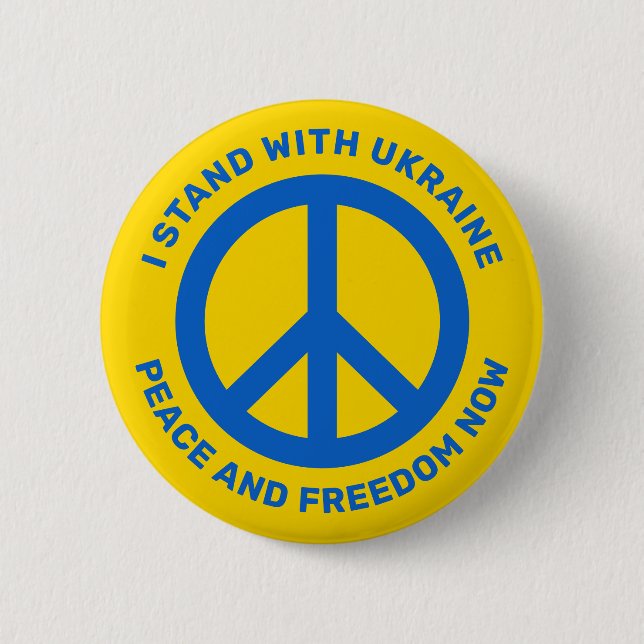 I stand with Ukraine peace symbol no to war Button (Front)