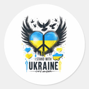 I Stand With Ukraine Peace Ukrainian Flag Vintage Classic Round Sticker